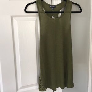 olive green side lace racer back Tank
